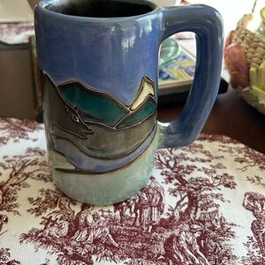Blue like new  Ceramic mug Mexico Mara  extra large 6”